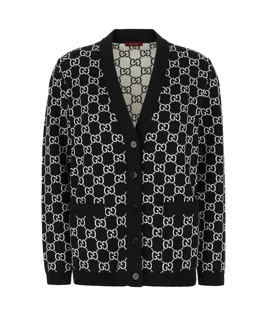 【送料&関税込】Gucci Gg Logo Cardigan Wool cardigan with GG intarsia in grey | GUCCI® US