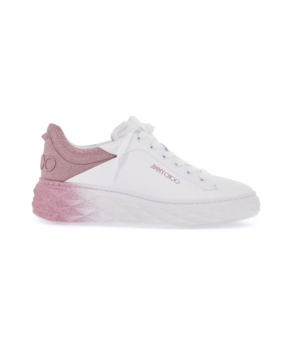 スニーカー JIMMY CHOO Women Sneakers DIAMOND MAXI F II IVRX WHITE ROSE Diamond Maxi/F II | White and Macaron Leather Trainers with