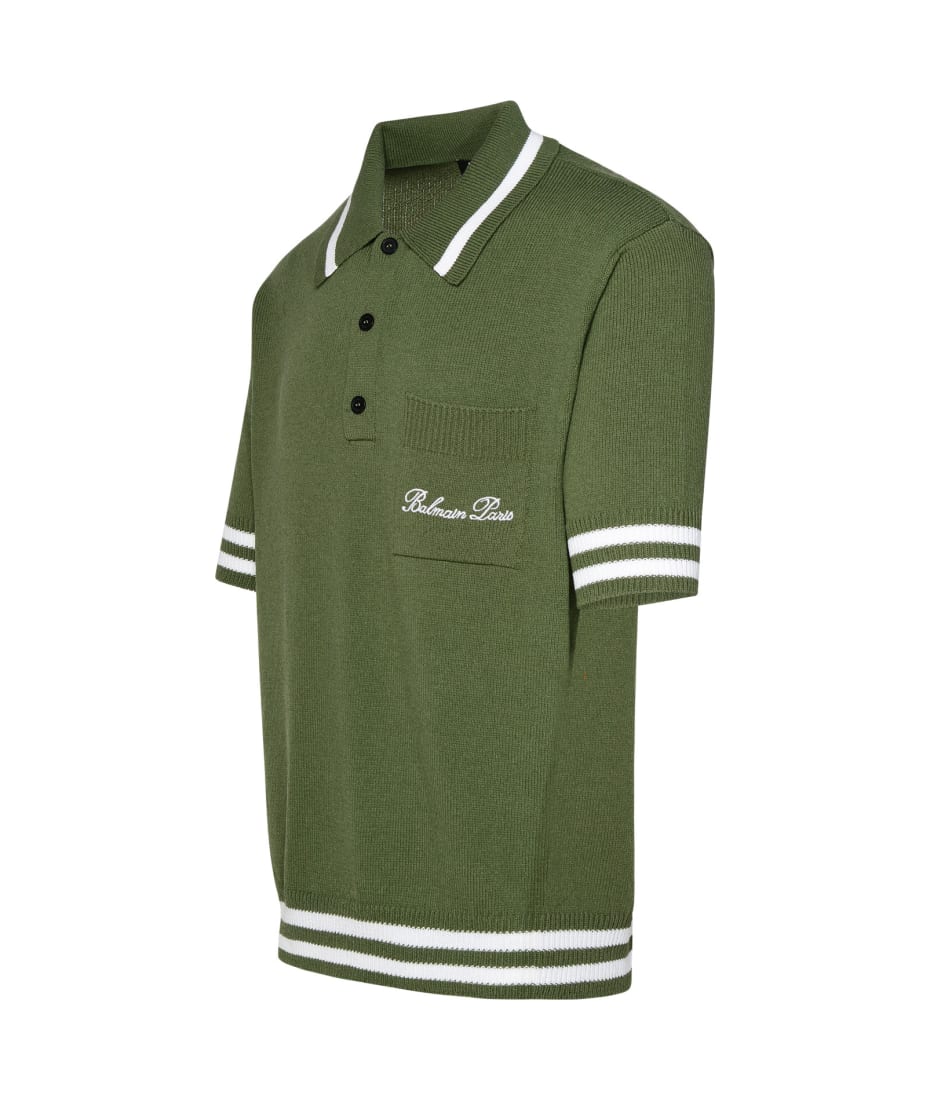 Balmain rose Polo Shirt In Green with Blend - Green