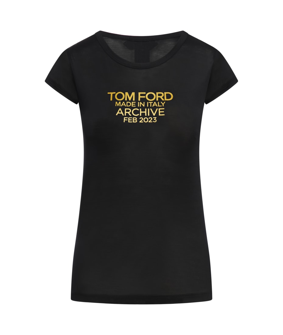 SILK JERSEY FITTED T-SHIRT WITH TOM FORD ARCHIVE LOGO