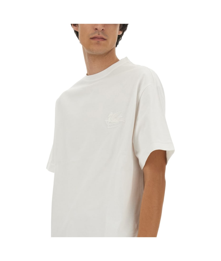 Tシャツ・カットソー ETRO COTTON JERSEY T-SHIRT WITH PEGASUS EMBROIDERY Etro T-shirt With Pegasus Embroidery | italist