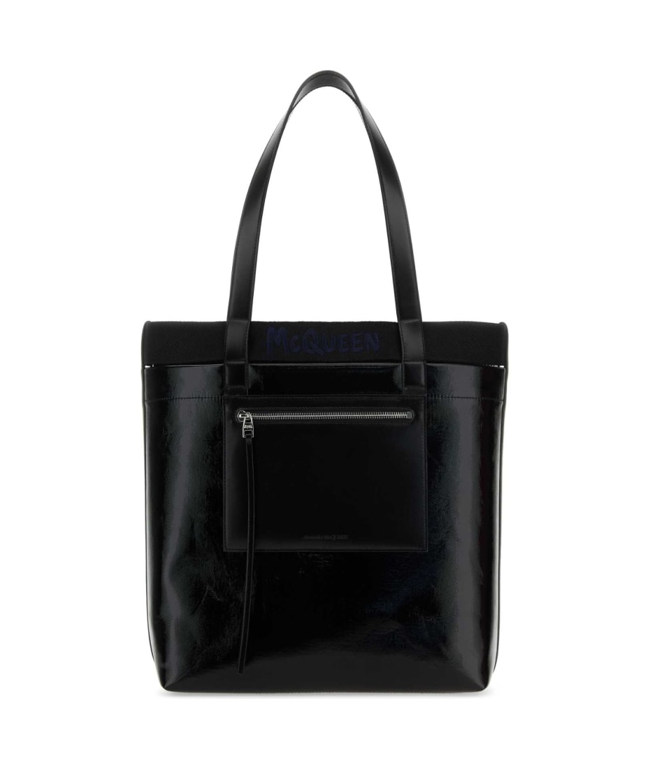 【関税&送料込】Alexander Mcqueen Black Canvas Canvas Sack S Alexander McQueen Black Canvas Shopping Bag | italist
