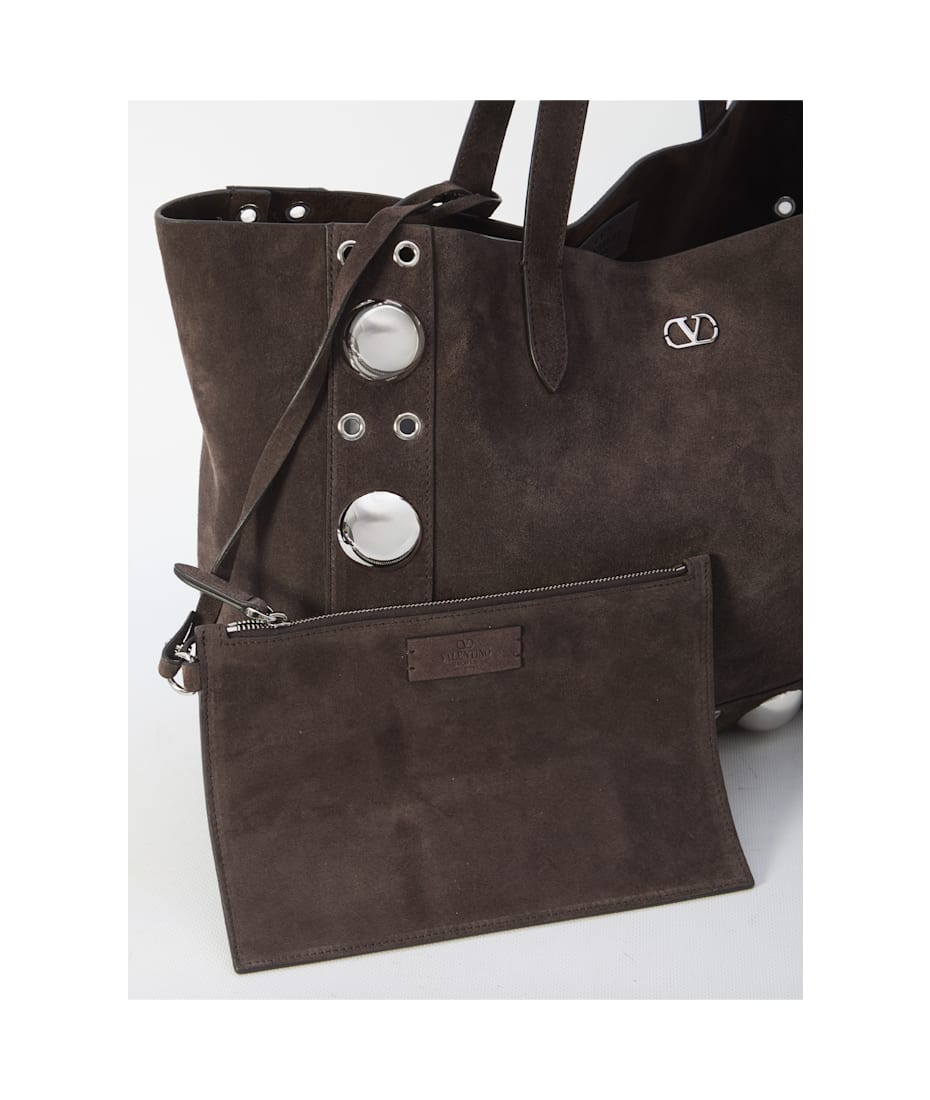 Valentino Garavani Brown Suede Nellcã´te Shopping Bag