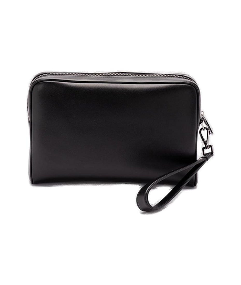 【送料&関税込】Dolce & Gabbana Leather Pouch Large calfskin pouch with raised logo in Black for Men