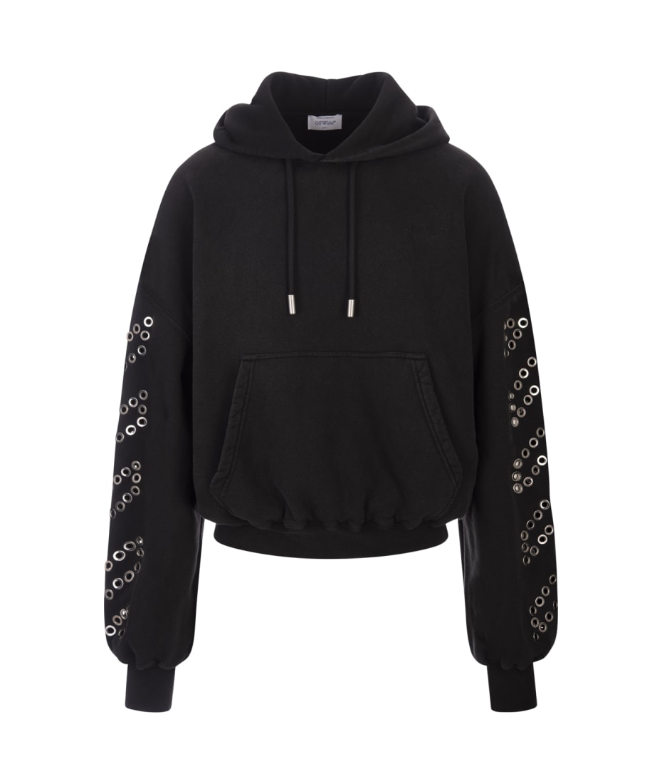 Off-White Black Hoodie With Diag Stripe Decoration | italist