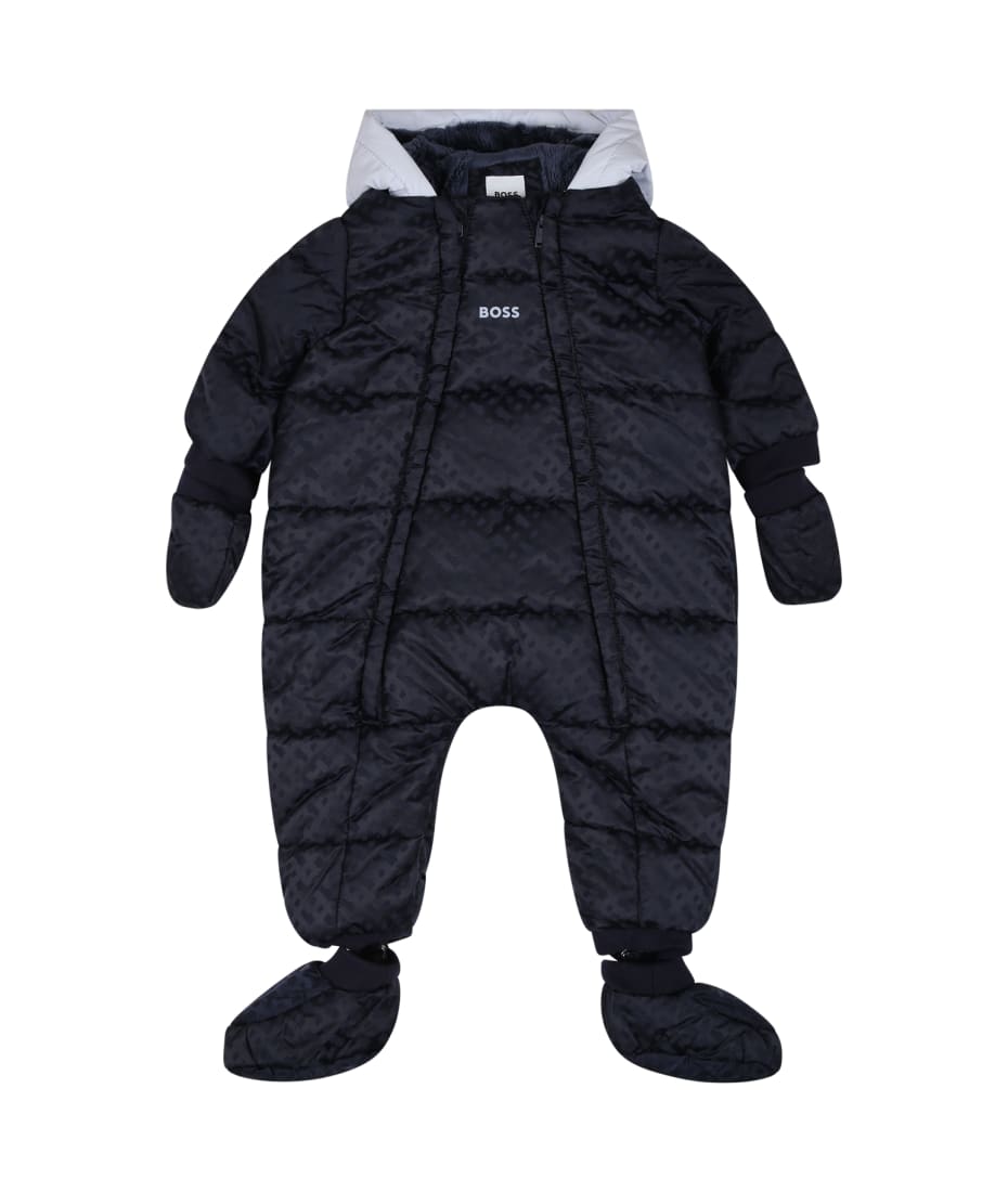 Padded Blue Down Jacket For Newborn