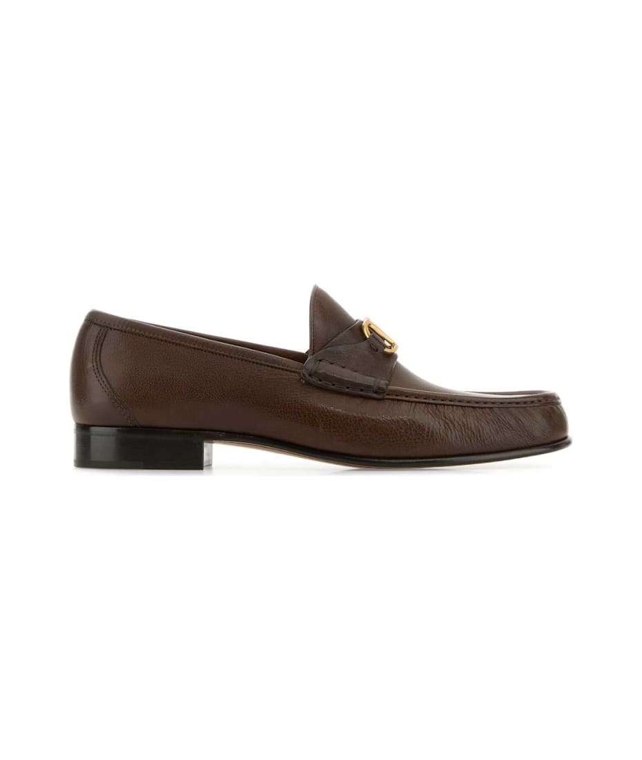 Valentino Garavani Brown Leather Vlogo Loafers | italist