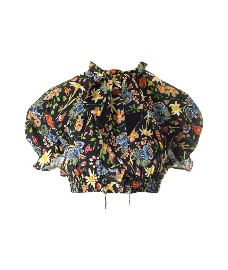 トップス vintage VivienneWestwood flower poloknit Vivienne Westwood Crop Top 'folk Flower' | italist