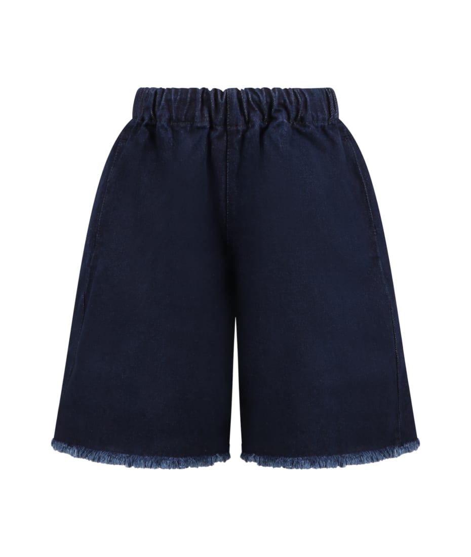 Marques'Almeida Blue Shorts For Girl With Logo Patch | italist