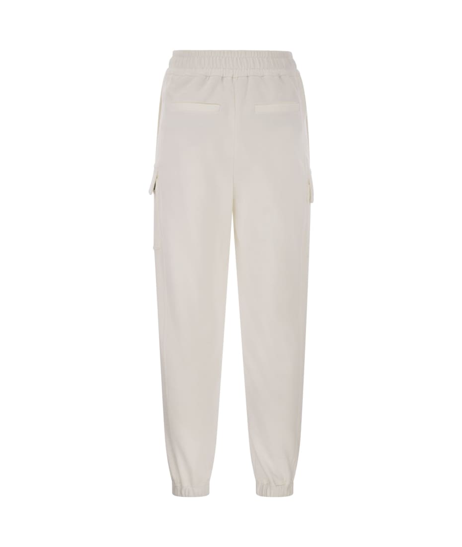 パンツ BRUNELLO CUCINELLI Smooth cotton fleece Cargo pants with mon Brunello Cucinelli Smooth Cotton Fleece Cargo Pants With Monile