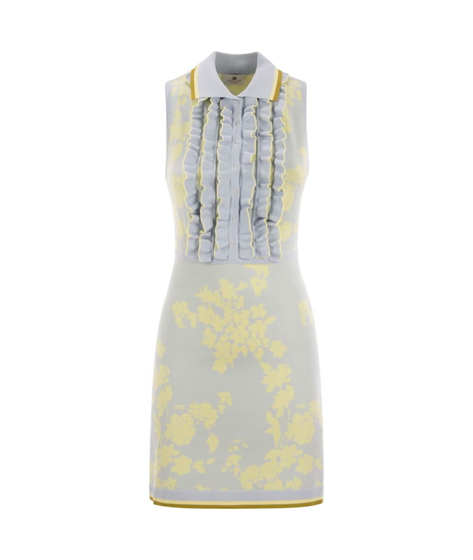 ワンピース ELISABETTA FRANCHI Floral jacquard dress with ruffles Elisabetta Franchi Floral Jacquard Dress With Ruffles