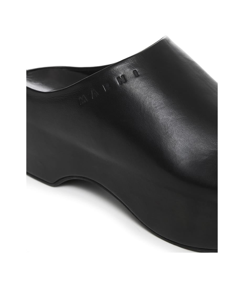 サンダル・ミュール MARNI - Chunky clog sabot Deep green leather chunky clog sabot | Marni