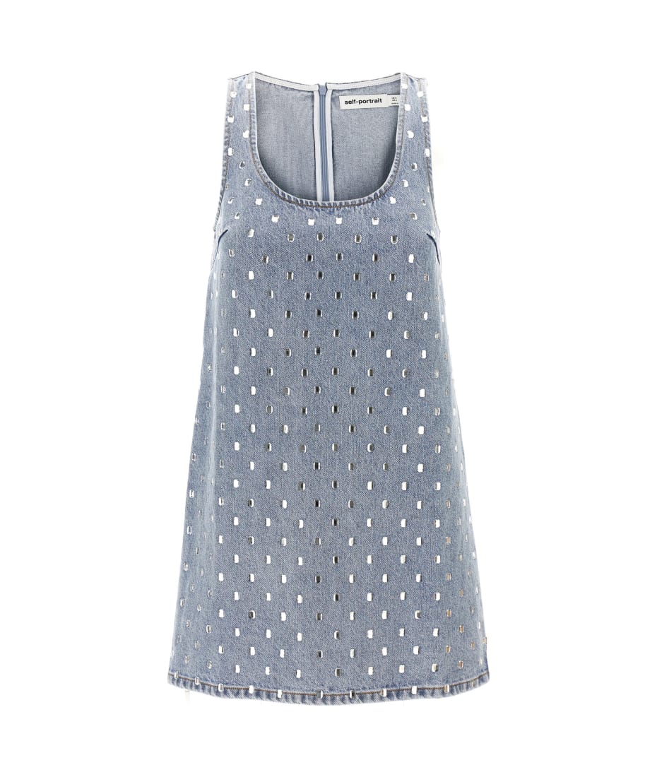 self-portrait 'square Rhinestone Denim Mini' Dress | italist, ALWAYS LIKE A  SALE