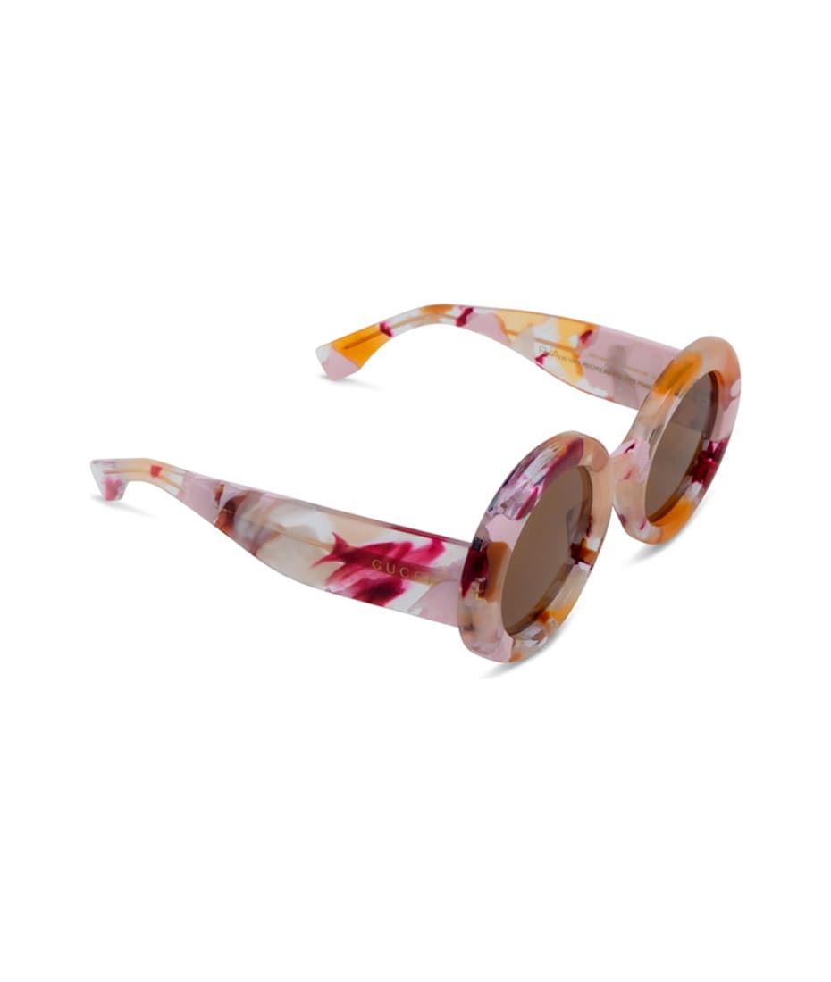 GUCCI ラウントフレムサンクラス GG1748S001PINK BROWN Gucci Eyewear Gucci Gg1748s Linea Re-ace Lettering 001 Pink