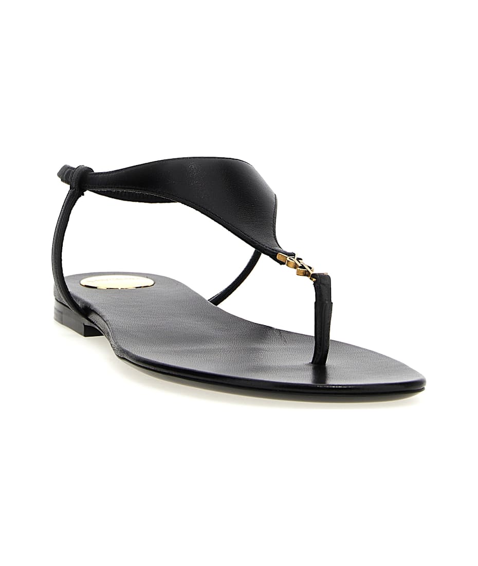 サンダル Saint Laurent Cassandre Sandals SAINT LAURENT Cassandra logo-embellished patent-leather