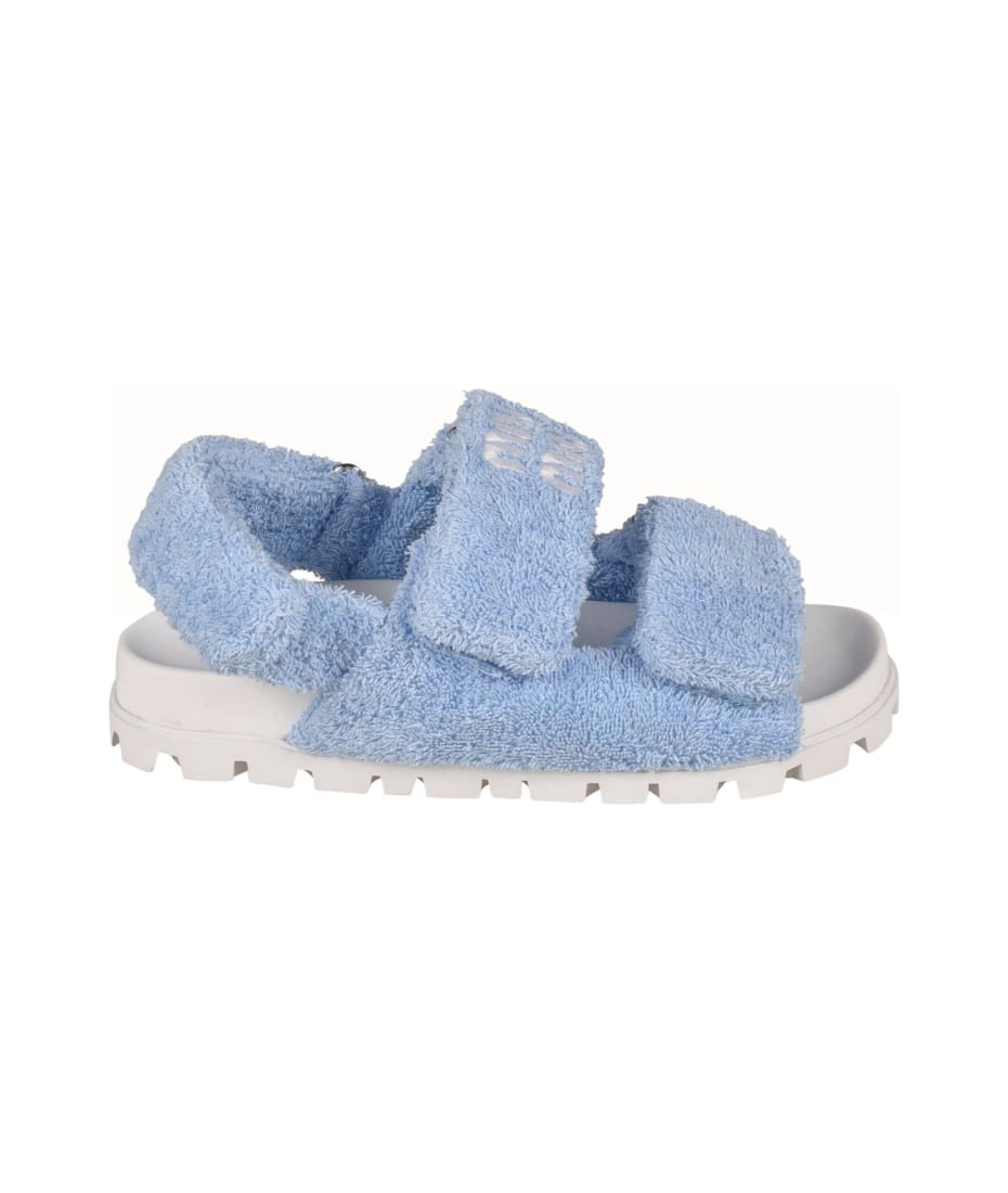 Miu Miu Fur Doble Velcro Strap Sandals | italist