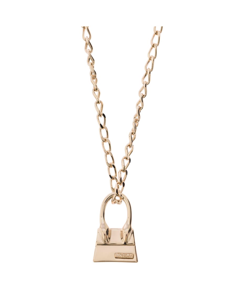 Jacquemus Gold-colored Chain Necklace With Chiquito Pendant In Brass And Bronze Woman - Metallic