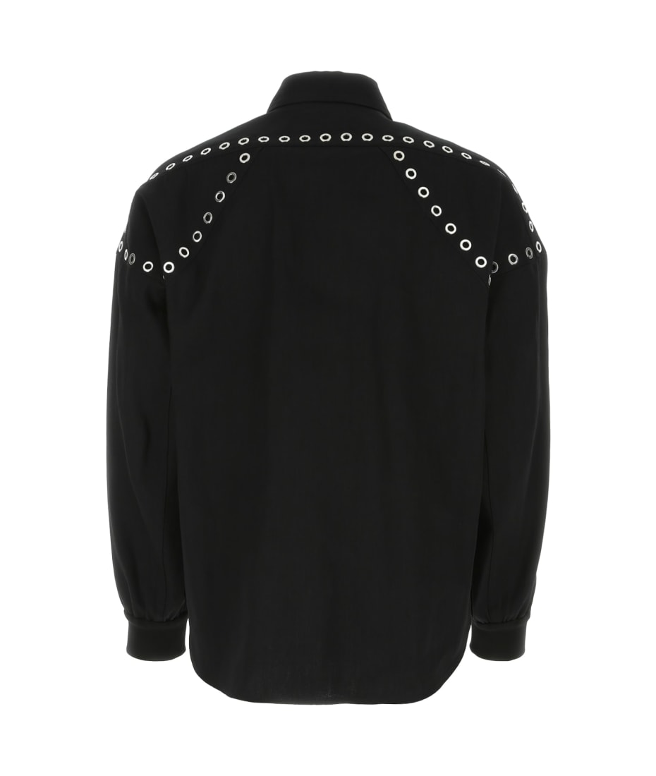 Alexander McQueen Black Eye-let Studded Detail Denim Shirt