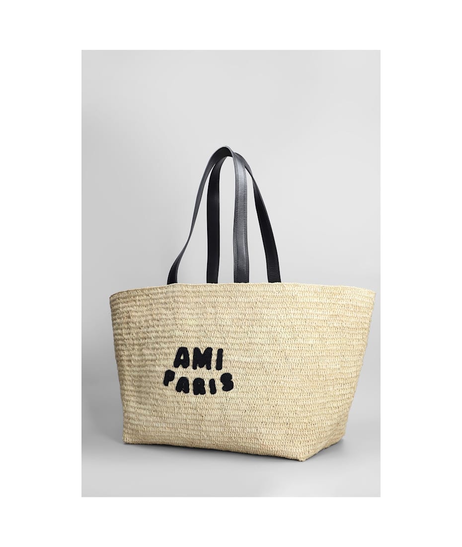 【送料&関税込】Ami Alexandre Mattiussi Tote In Beige Raffia Ami Alexandre Mattiussi Tote In Beige Raffia | italist