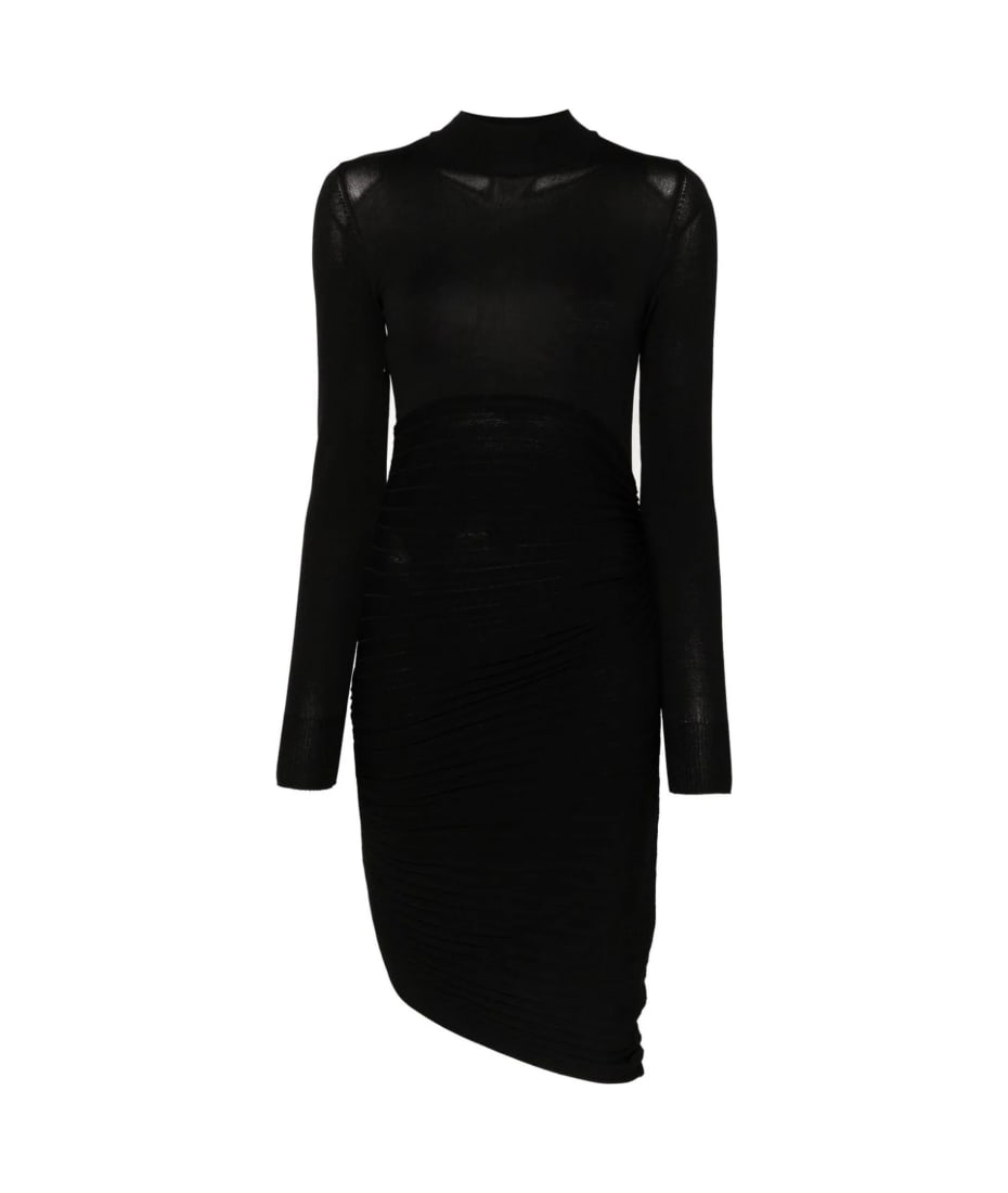 Philosophy di Lorenzo Serafini Black Pliss-effect Fine-knit Dress |  italist, ALWAYS LIKE A SALE