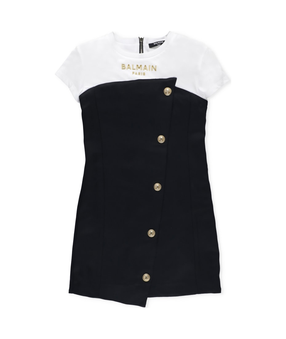 Balmain Viscose Dress With Logo - Black