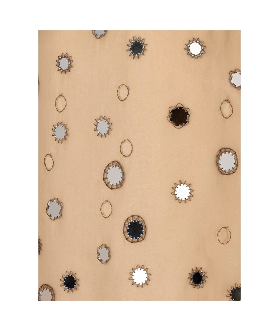 Prada Beige Silk Midi Skirt With Mirrors | italist