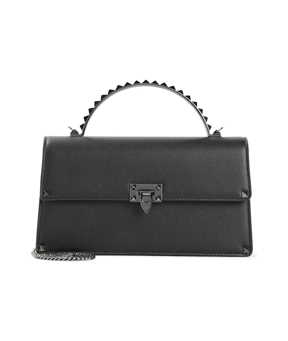 【関税&送料込】Valentino Garavani Rockstud Mini Bag In Grai Valentino Garavani Mini Rockstud Shopping Bag in Grainy