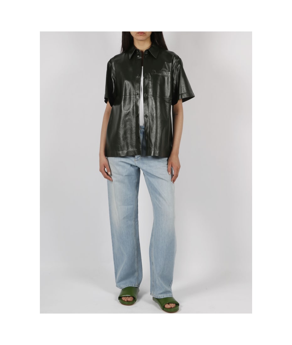 レザージャケット・コート BOTTEGA VENETA SHINY LEATHER SHORT SLEEVES OVERSHIRT Bottega Veneta Shiny Leather Shirt | italist