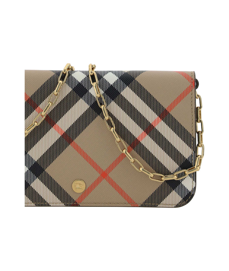 Burberry Checked Folded-top Chain Strap Wallet | italist