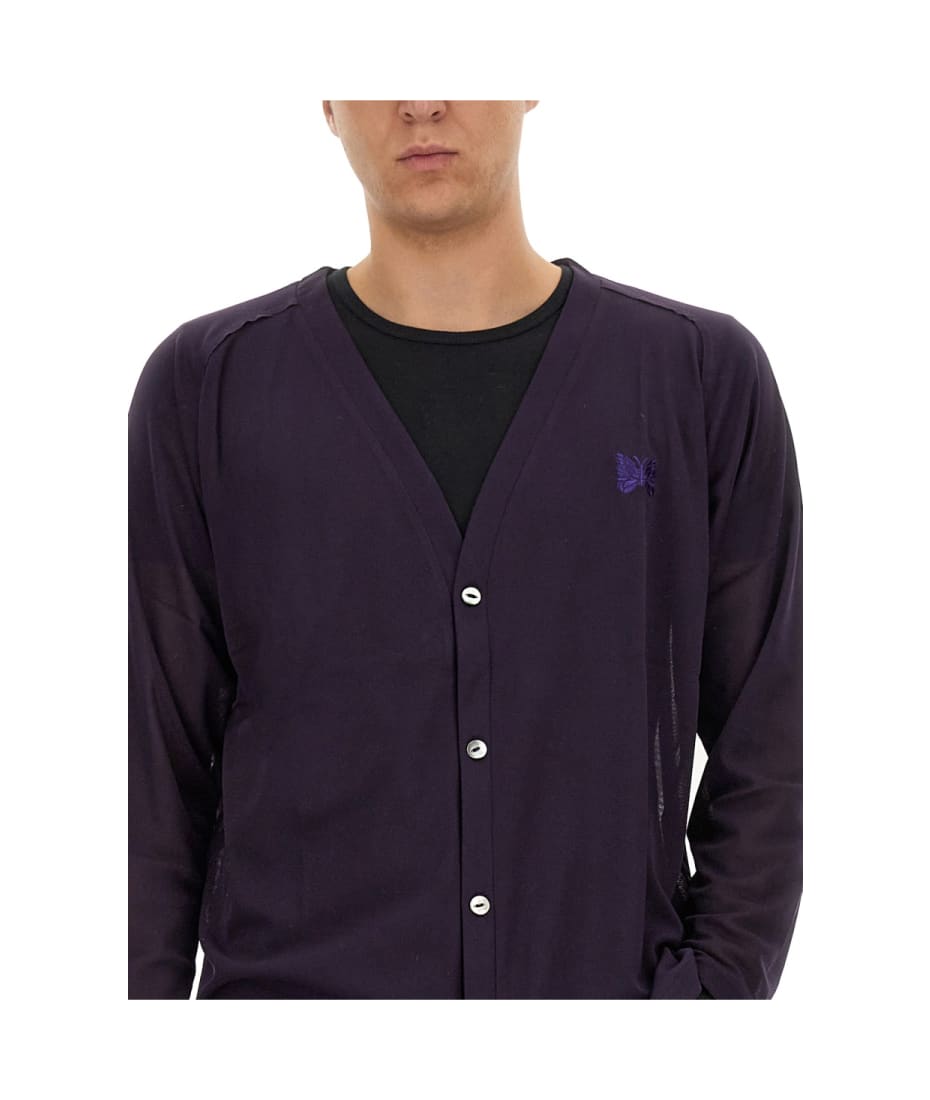 Needles ニードルス　V Neck Cardigan L Needles / V Neck Cardigan - C/PE Bright Jersey (Black)