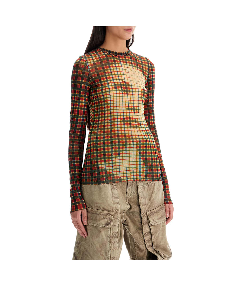 Jean Paul Gaultier Mesh Tartan Face Top With Unique