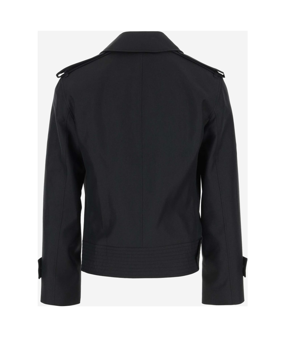 Burberry Silk Blend Trench Jacket - Black