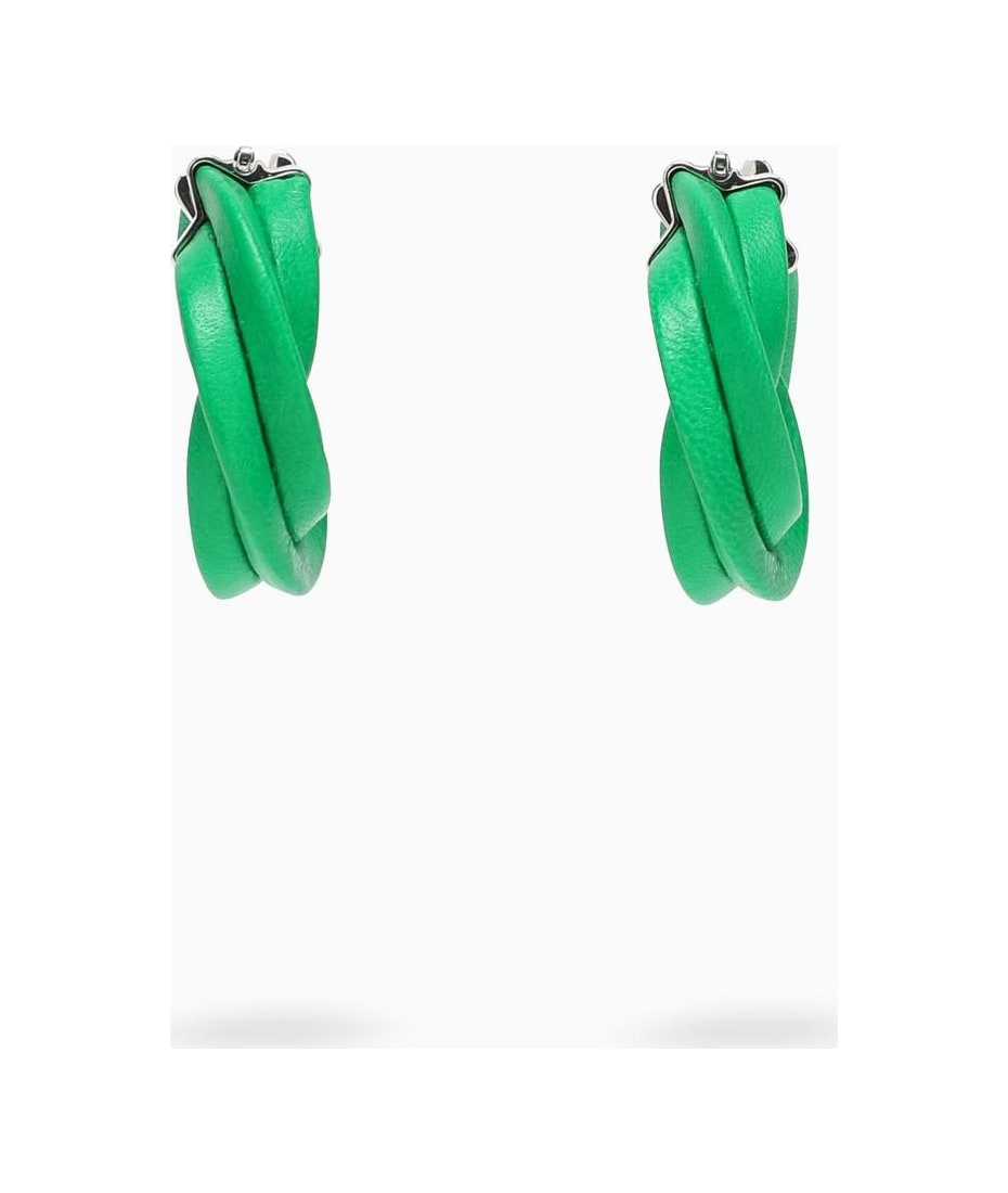 ピアス BOTTEGA VENETA   Twist Earrings in Woven Leather Bottega Veneta Leather Twist Triangle Hoop Earrings | Vivrelle