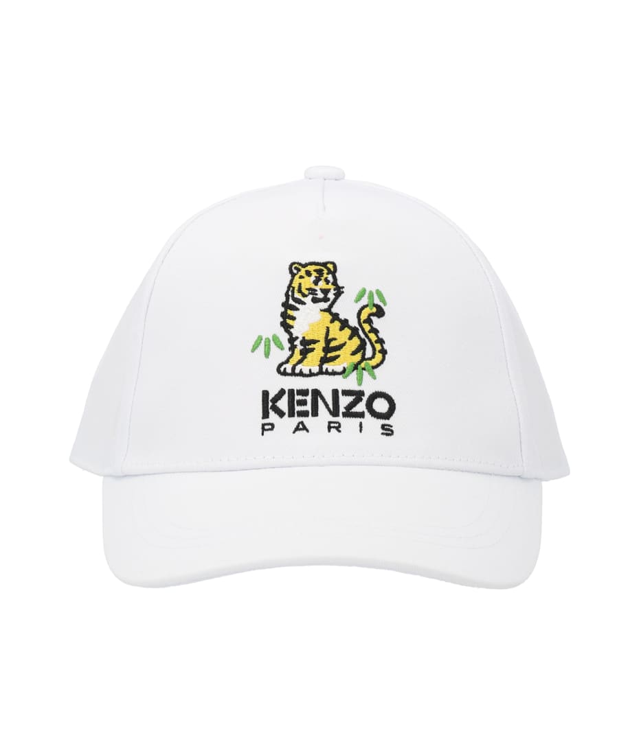 Kenzo Kids Logo Embroidery Cap - White