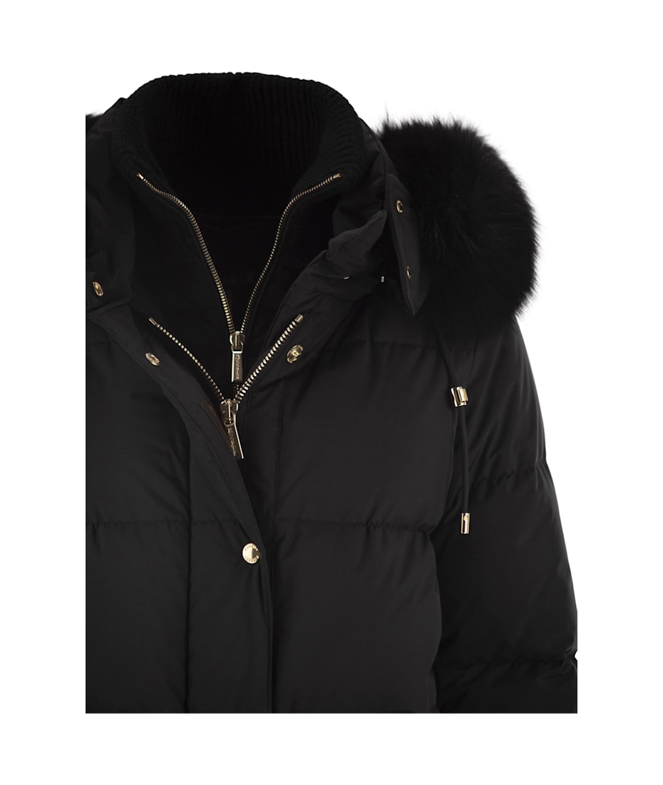 Moorer Attica-stp - Short Down Jacket With Hood And Fur