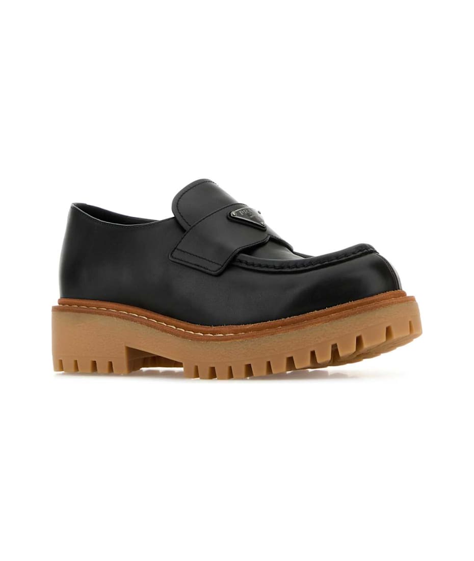 Prada Black Leather Loafers | italist