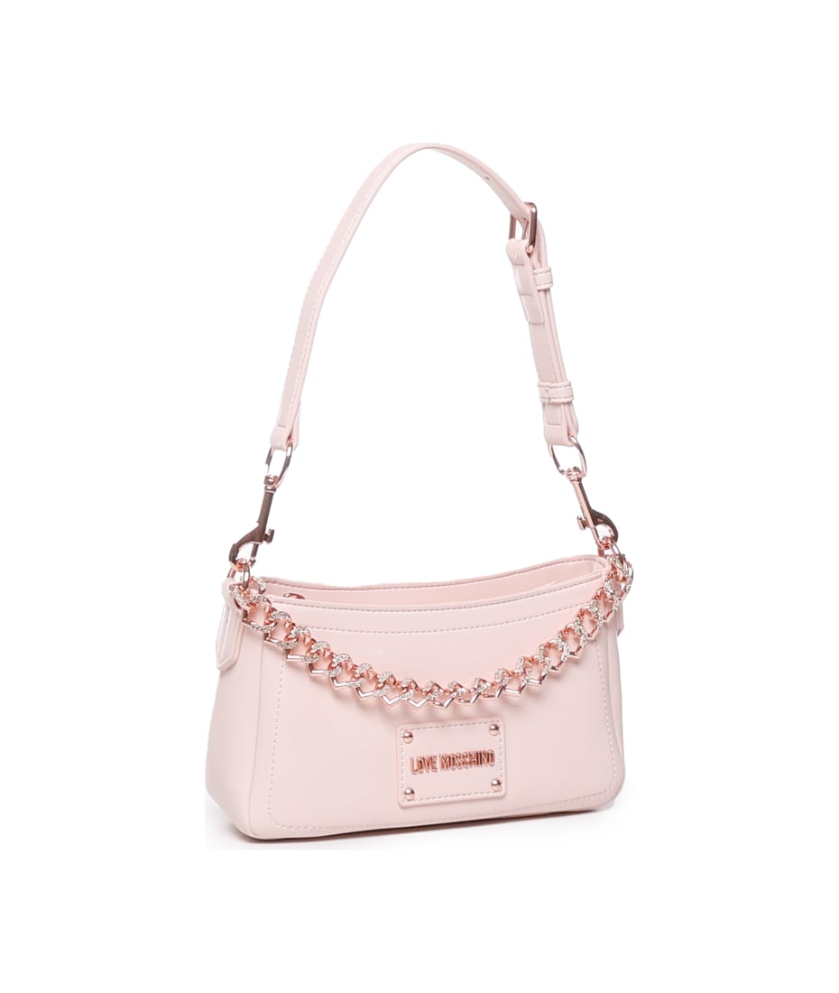 Love Moschino Logo Plaque Chain Linked Shoulder Bag