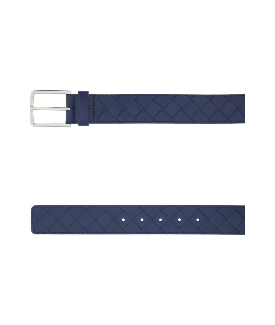 Bottega Veneta Navy Blue Leather Belt - 4102