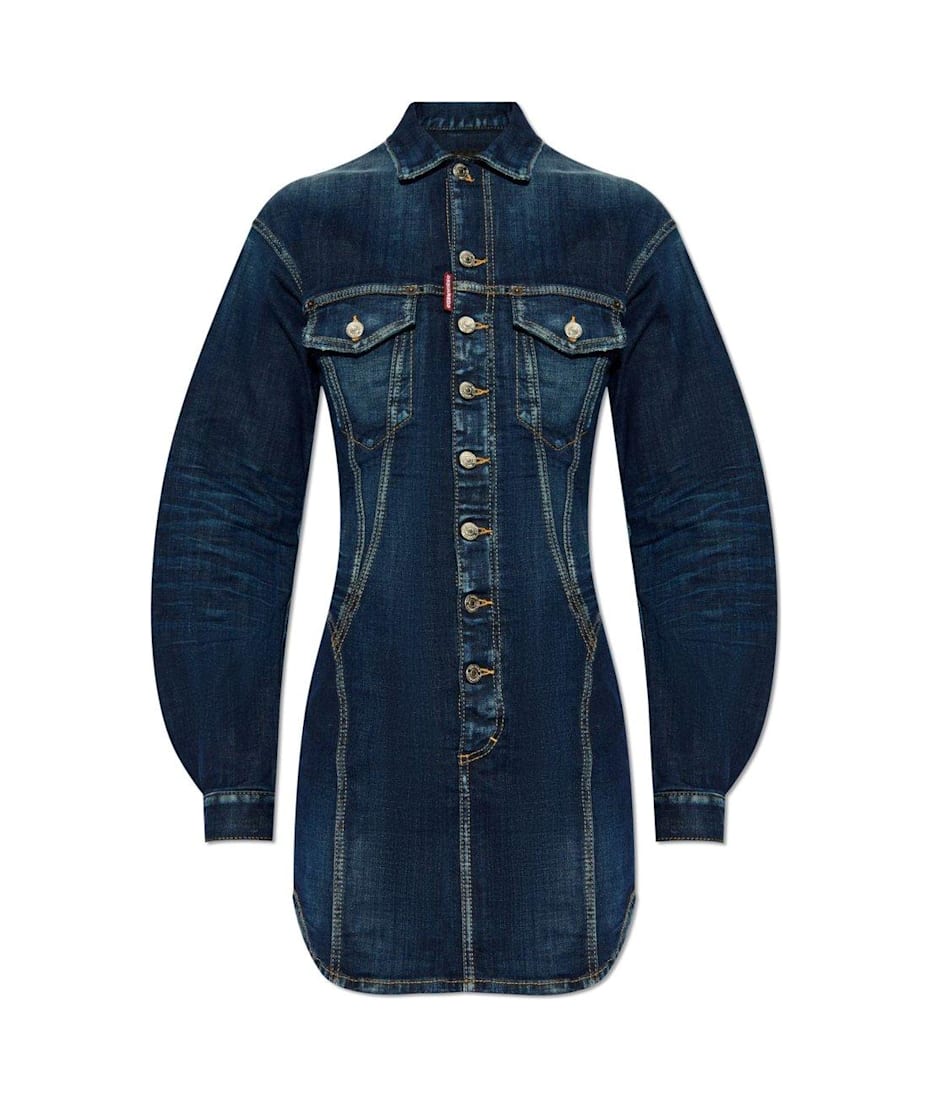 【送料&関税込】Dsquared2 Distressed Mini Denim Dress Dsquared2 Distressed Mini Denim Dress | italist