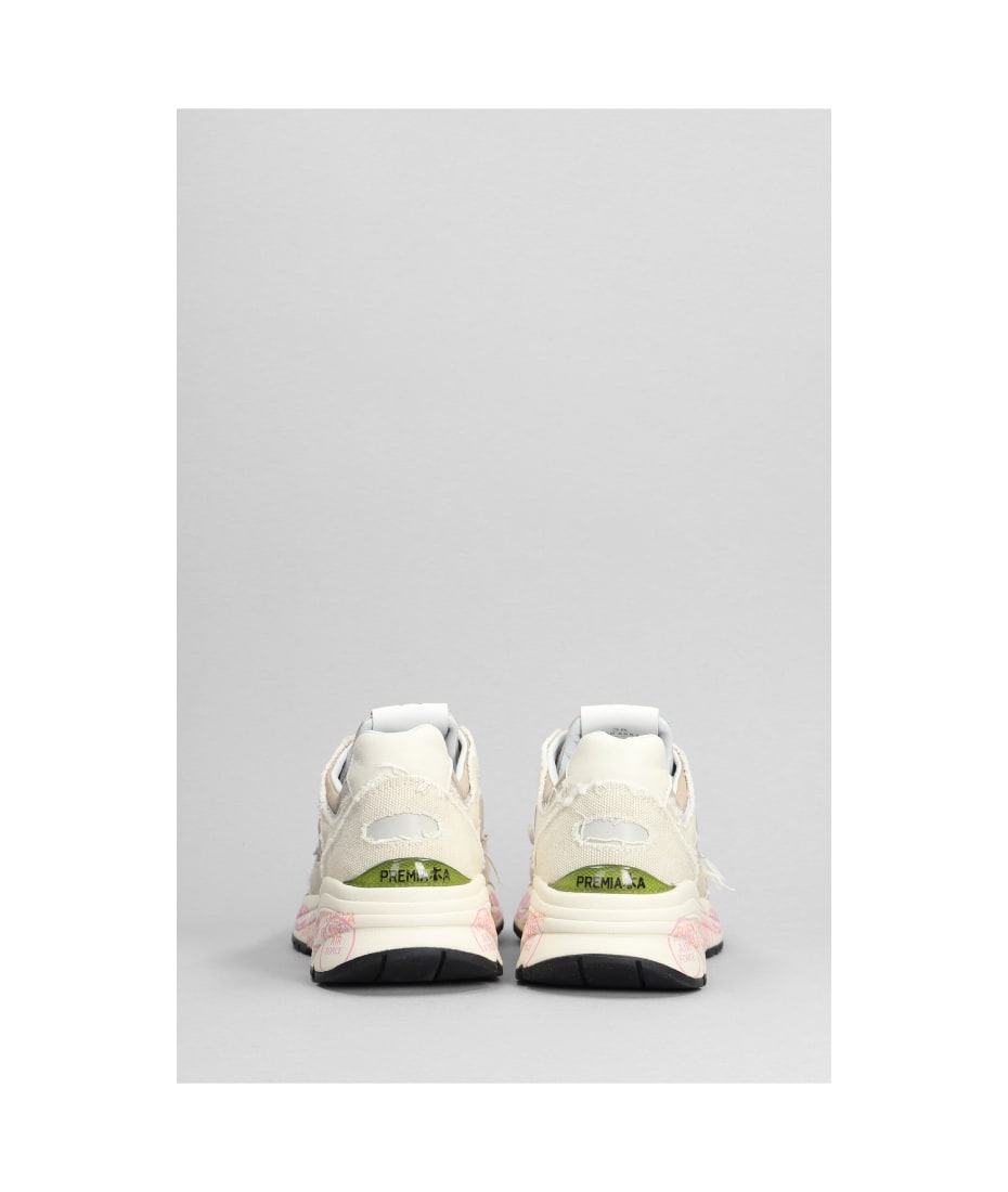 Premiata 'mased' Beige Leather And Nylon Sneakers | italist