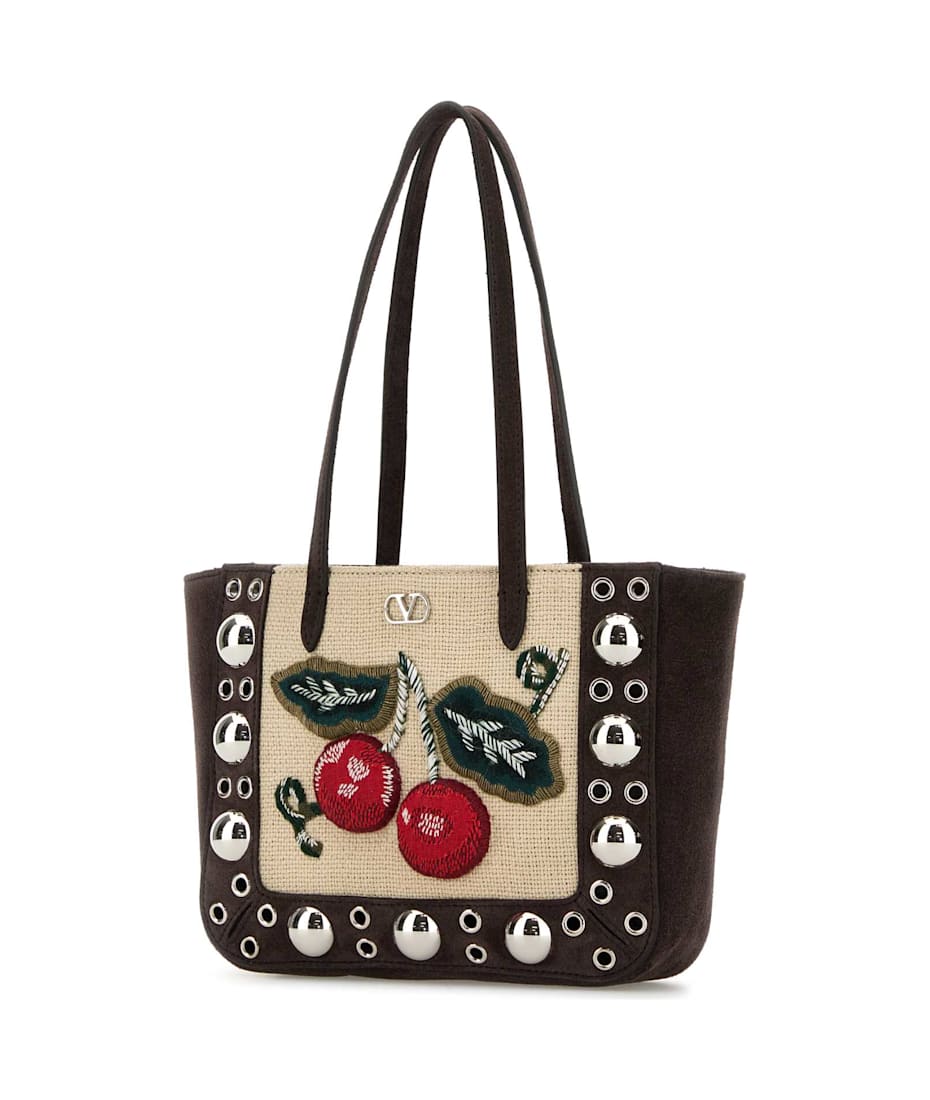 【関税&送料込】Valentino Garavani Brown Suede Nellcate Shou Valentino Garavani Medium Nellcôte Suede Shopping Bag for