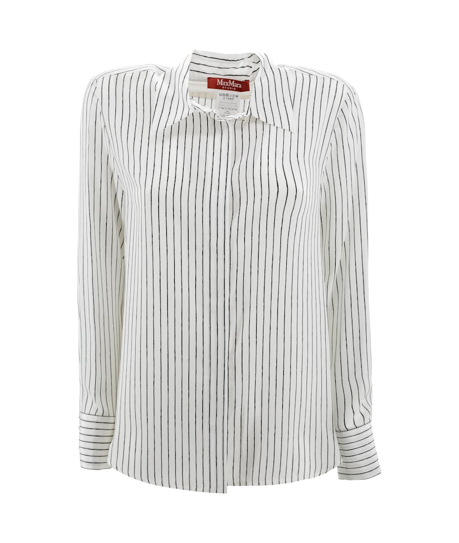 Tシャツ・カットソー Max Mara Studio ROLL - Cotton and silk poplin shirt Cotton and silk poplin shirt, white | 