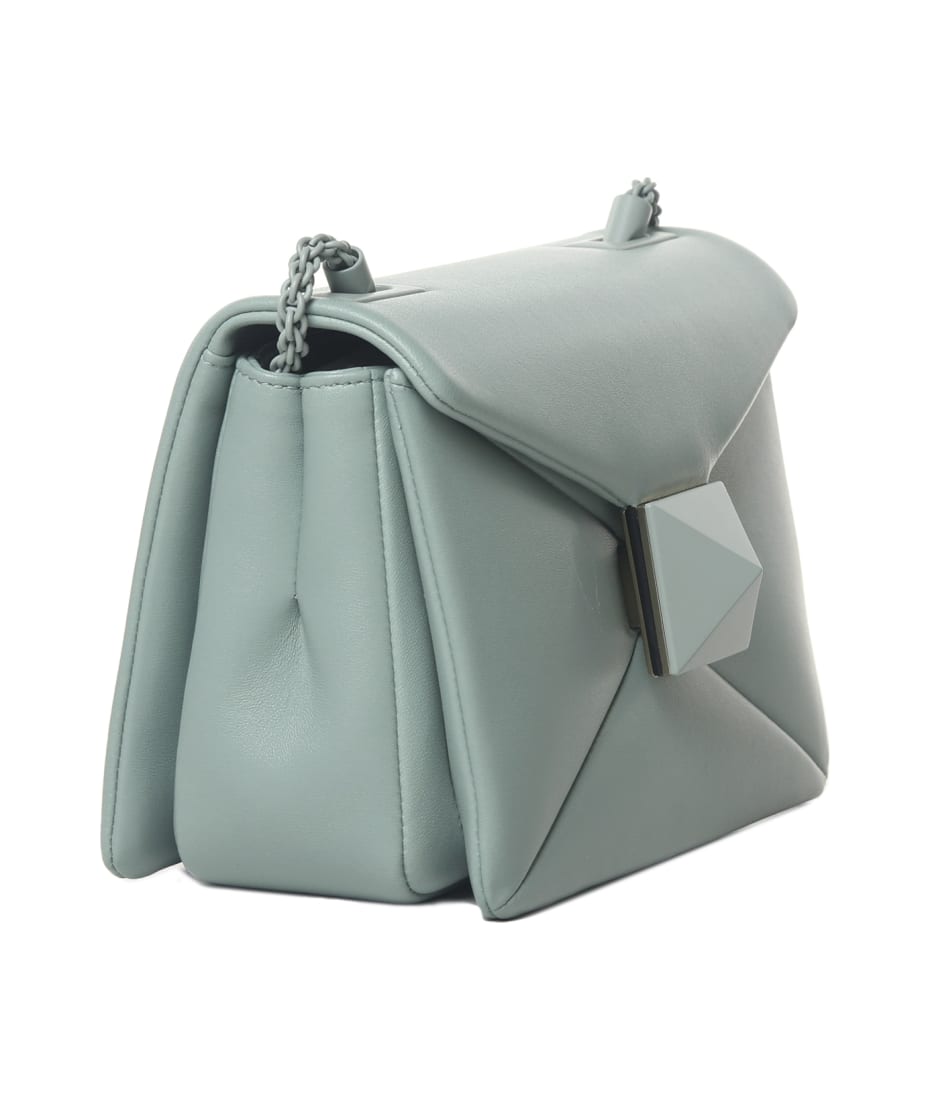 Rockstud Spike Nappa Leather Crossbody Clutch Bag for Woman in Morning Dew