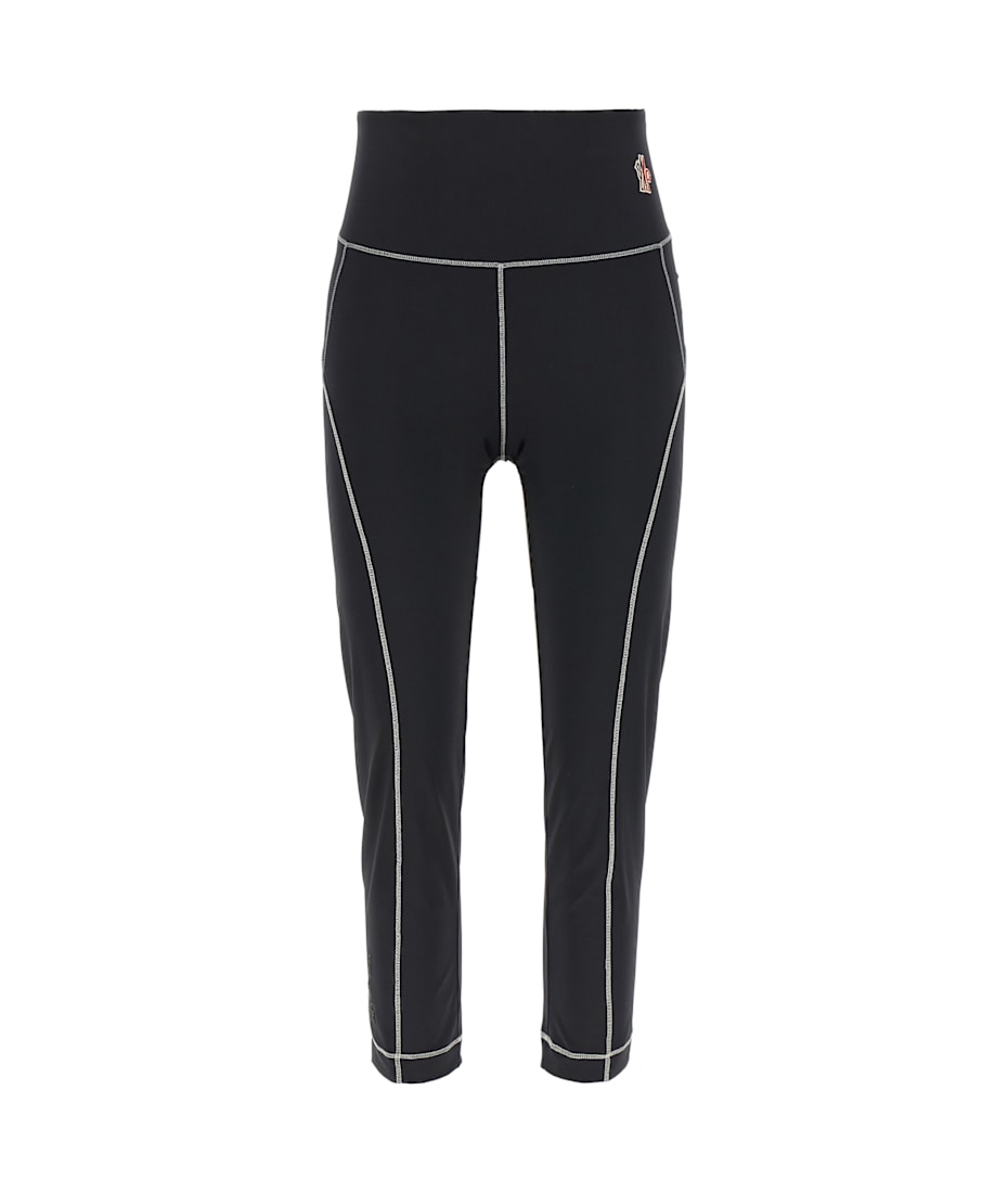 スパッツ・レギンス MONCLER GRENOBLE BLACK LEGGINGS IN STRETCH NYLON BLEND Moncler Grenoble Logo Patch Leggings | italist