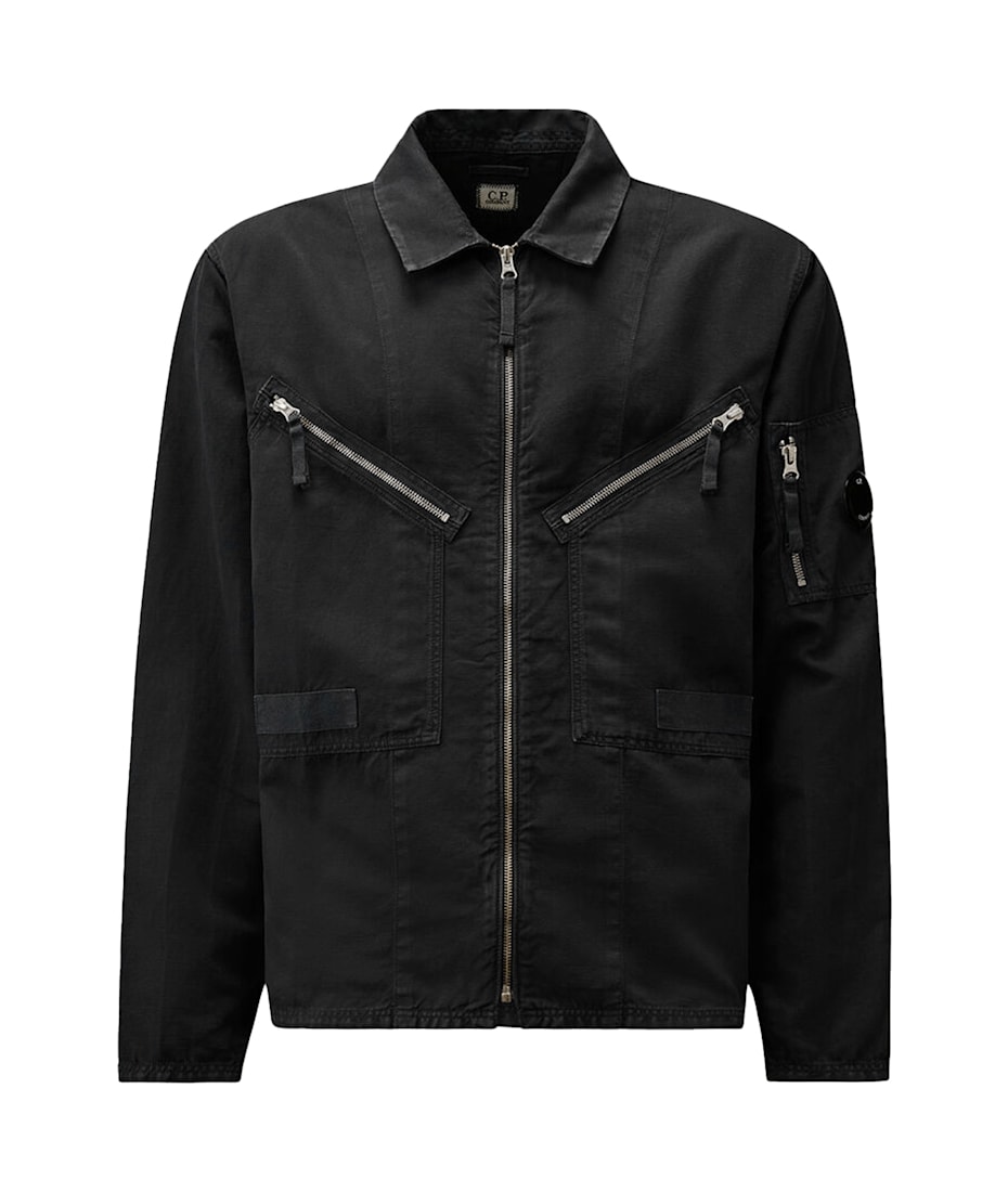 nn cpcompany C.P. Company Cotton And Linen Shirt With Zip Closure