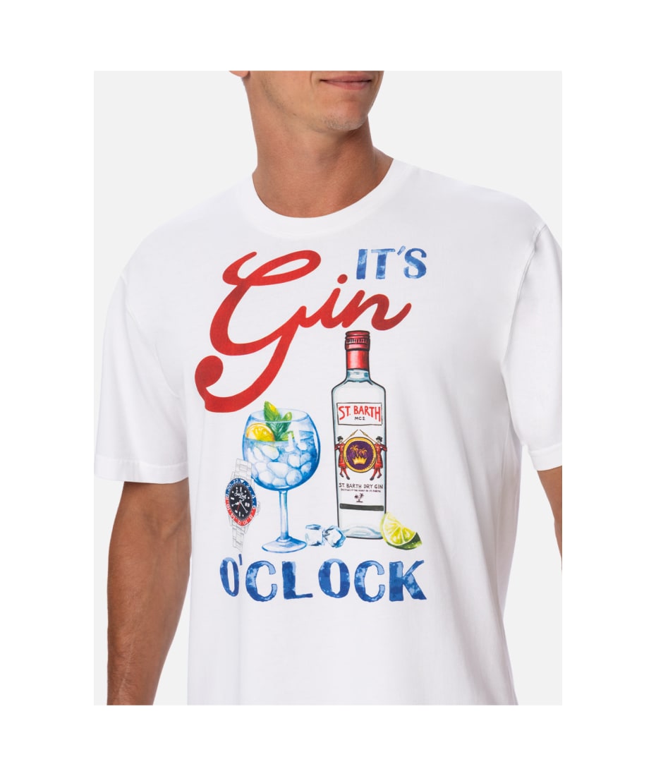 MC2 Saint Barth Man Cotton T-shirt With It's Gin O'clock