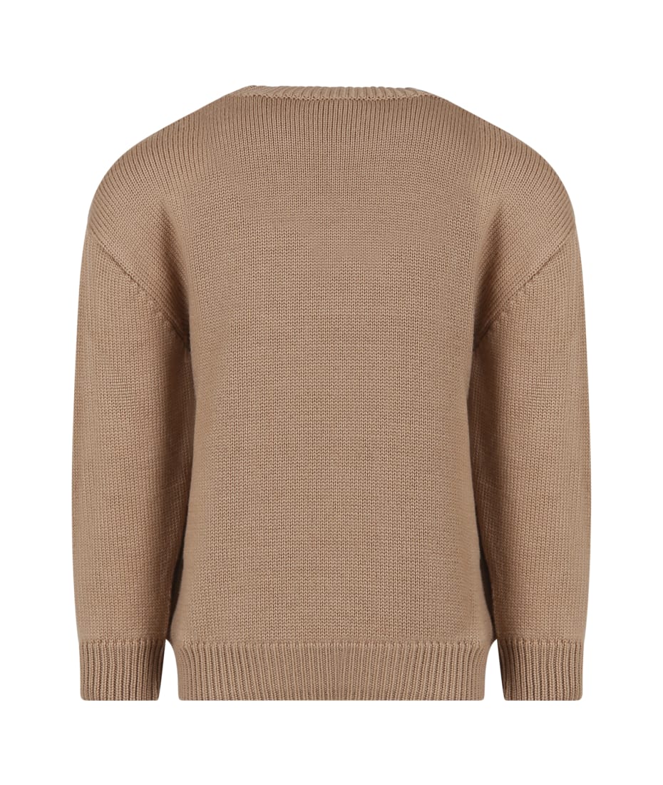 Fendi Camel Sweater With Logo For Kids | italist