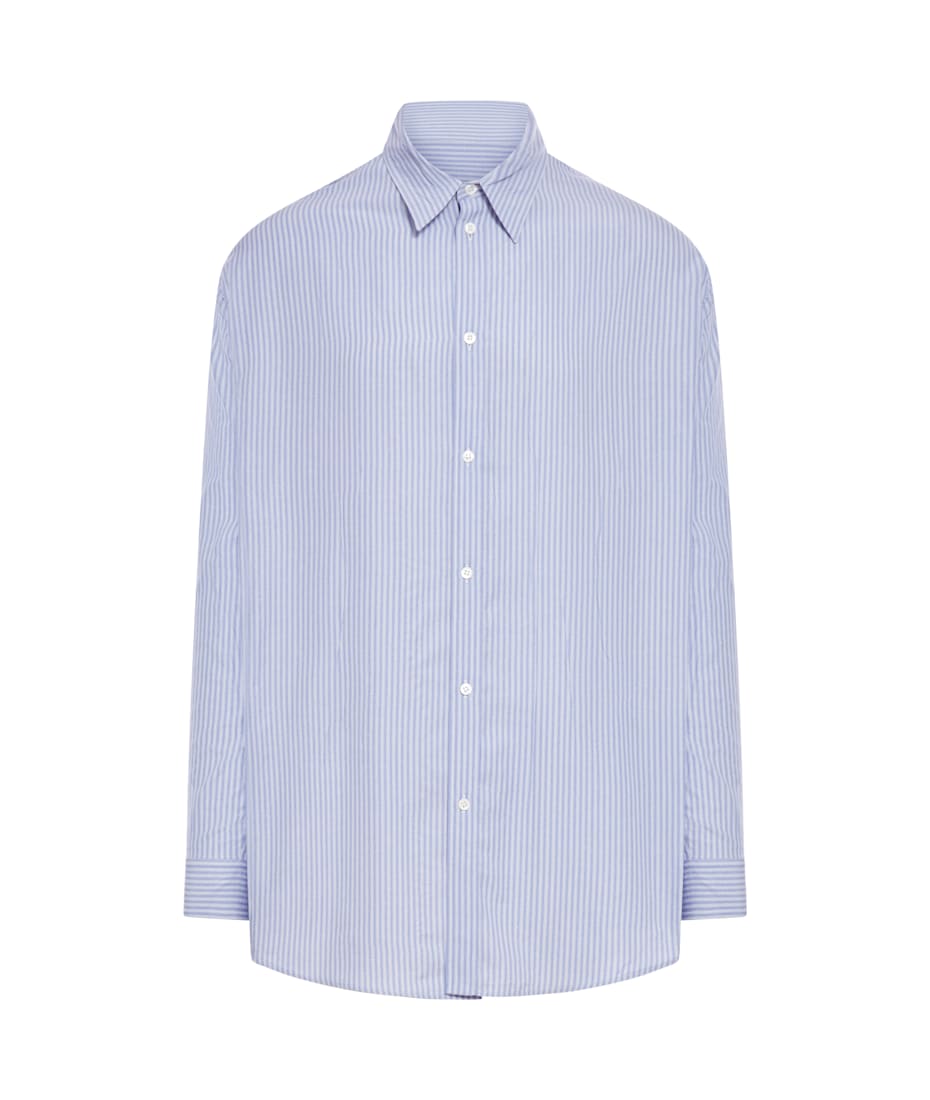 シャツ BALENCIAGA FLUID BLUE STRIPED SHIRT Balenciaga Striped Fluid Poplin Shirt In Blue | ModeSens