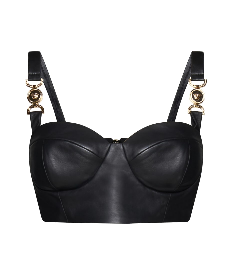 【送料&関税込】Versace medusa 95 Top Medusa '95 Satin Corset Top Black | VERSACE US