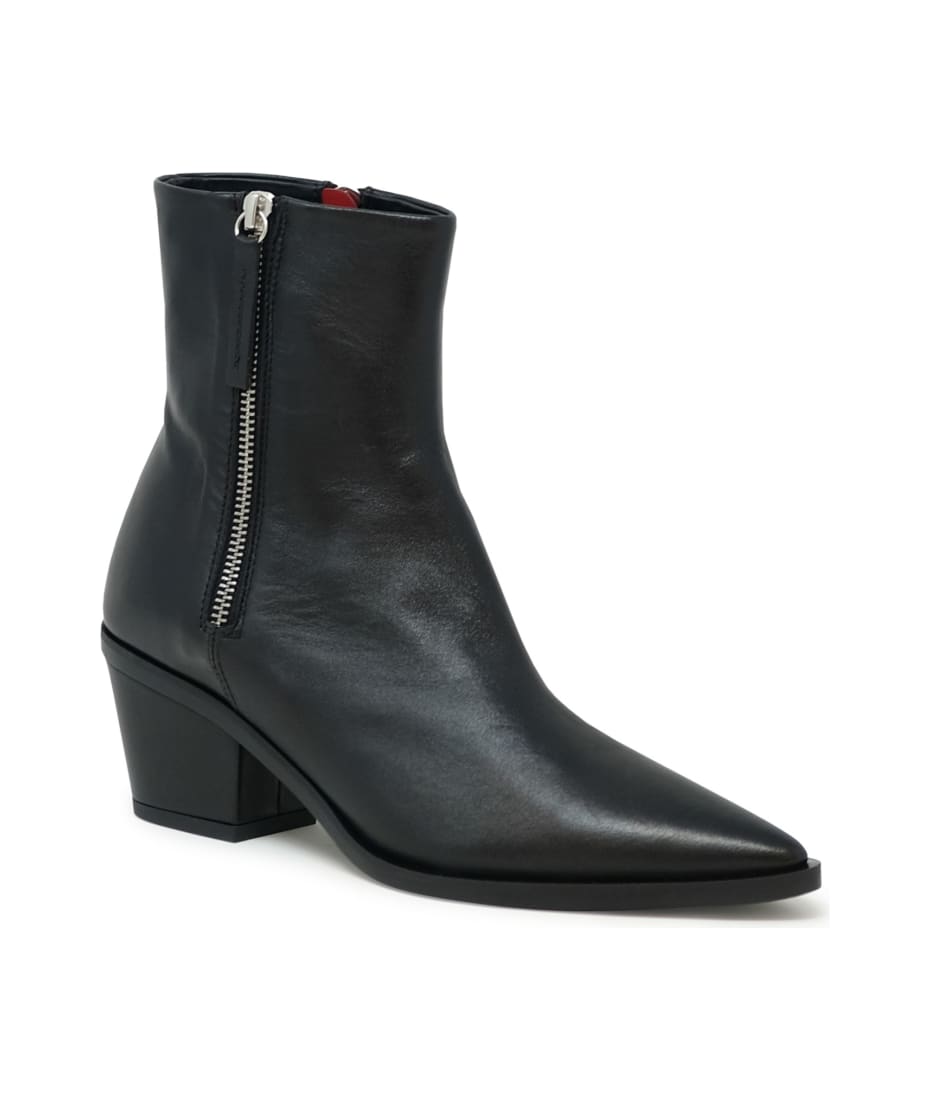 Halmanera Black Leather Baron Ankle Boots